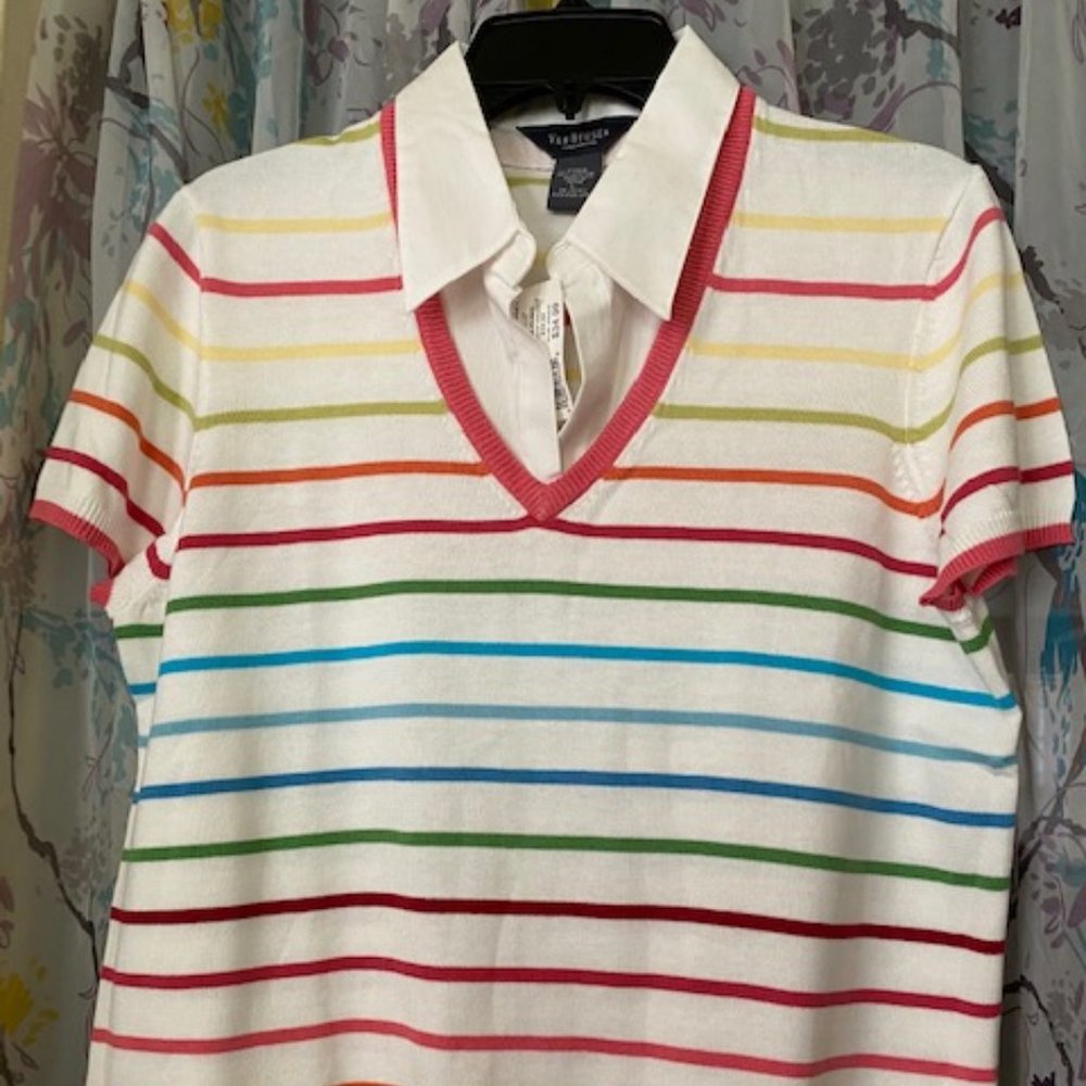 Van Heusen Layered Look Pullover Collared Short Sleeve Sweater, size XL